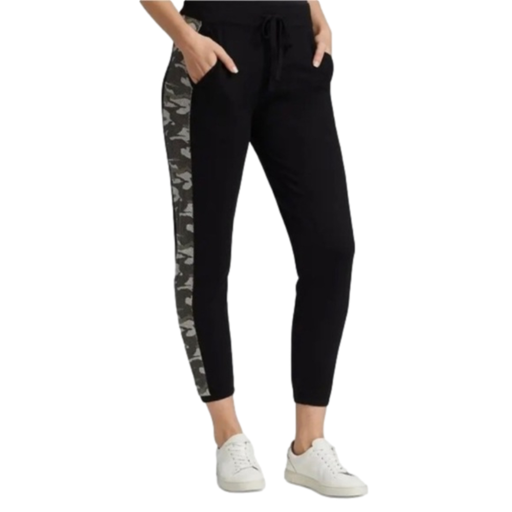 NWT, Monrow, Camo Print Ankle Sweatpants in BLACK, side pockets